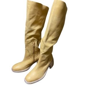 Free People Essential Tall Slouch Boots Distressed Camel Tan  Leather  3…